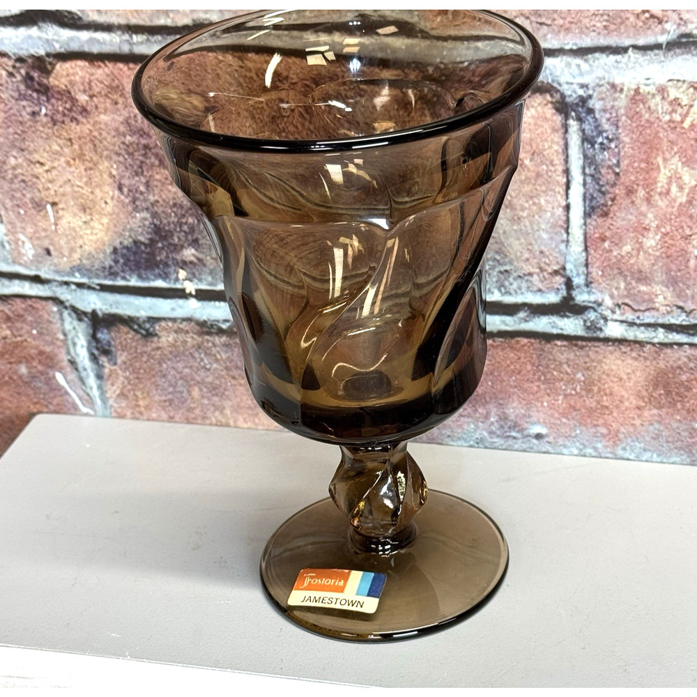 Vintage Fostoria Jamestown Smoke Brown Swirl Water Wine Glass Goblet Replacement